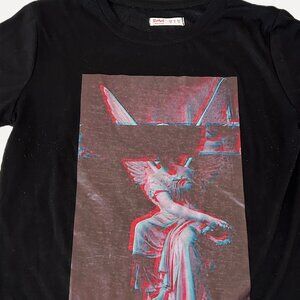ROMWE GIRLS BLACK ANGEL GRAPHIC T-SHIRT SIZE M (6 US)